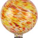 Lily's Home Glass Gazing Ball, A Colorful Addition to Any Garden or Home, Ideal As a Housewarming Gift. 10 Inch (Fiery Sunset)