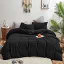 KAREVER Black Comforter Twin Solid Dark Color Bedding Set 3 Pieces Soft Black Blanket Set 1 Black Twin Comforter (68x90 inches) with 2 Pillowcases(20x26 inches)
