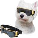LESYPET Dog Goggles for Small Medium Dogs, UV Protection Dog Sunglasses with Foam Padded, Windproof Eye Protection Puppy Sunglasses for Riding Driving, Adjustable, Gold