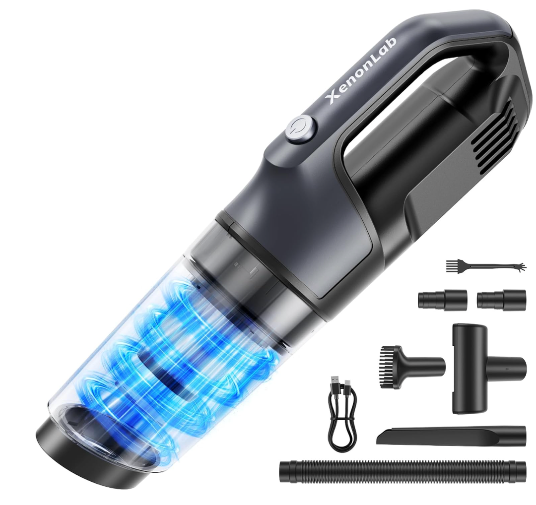 XenonLab Handheld Vacuum Cordless 1.1 Pounds Car Vac 10000PA Hand Held Vacuums 4in1 Hand Vac Cordless Rechargeable HEPA Filter Large Capacity Dust Cup for Car Office Home Pets Hair (Butter Yellow)