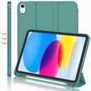 iMieet iPad (A16) Case 11th Gen/iPad 10th Generation Case [11-Inch 2025/10.9 Inch 2022] with Pencil Holder, Trifold Stand Smart Cover with Soft TPU Back,Auto Wake/Sleep(Forest Green)