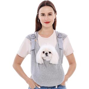 Supet Dog Carrier Sling for Small Dogs, Front Facing Cat Sling Carrier Chest, Hands Free Pet Sling Carrier, Adjustable Dog Front Carrier, Reducing Back Pain, Anti Pet Anxiety (Grey, Regular) (Regular ( 0-7 LB ))