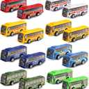 16 Pcs Pull Back City Bus Vehicles Toys Set, Mini Pull Back Cars for Kids Toddlers, Friction Powered Racing Vehicles Bulk Toys, Party Favors Goodie Bags Stuffers Pinata Fillers for Boys Girls