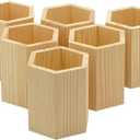 6 x Cregugua 6 Pieces 4 Inch Wooden Pen Holder Hexagon shaped Unfinished Wood Pencil Holder for DIY Crafts Projects (3x3x4 Inches)