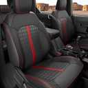 for Ford Bronco Seat Covers 4 Door 2021 2022 2023 2024 2025 2026, Custom Fit Leather Car Seat Cover Full Set, Luxury SUV Interior Protectors Accessories, Black Red NOT for Raptor Sport