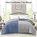 Homelike Moment Twin Comforter Duvet Insert - Blue Down Alternative Bed Comforter Twin Size, Lightweight Bedding Comforters Quilted Soft All Season Reversible Blue/Grey