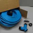 Winisok Upgrade Flat Sprinkler & Soaker Hose for Garden, Heavy Duty 3-Tube Lawn Irrigation Hose with Landscape Stakes and Y-Splitter, No-Kink Flexible Watering Hose for Yard, Plants (50ft x 2packs)