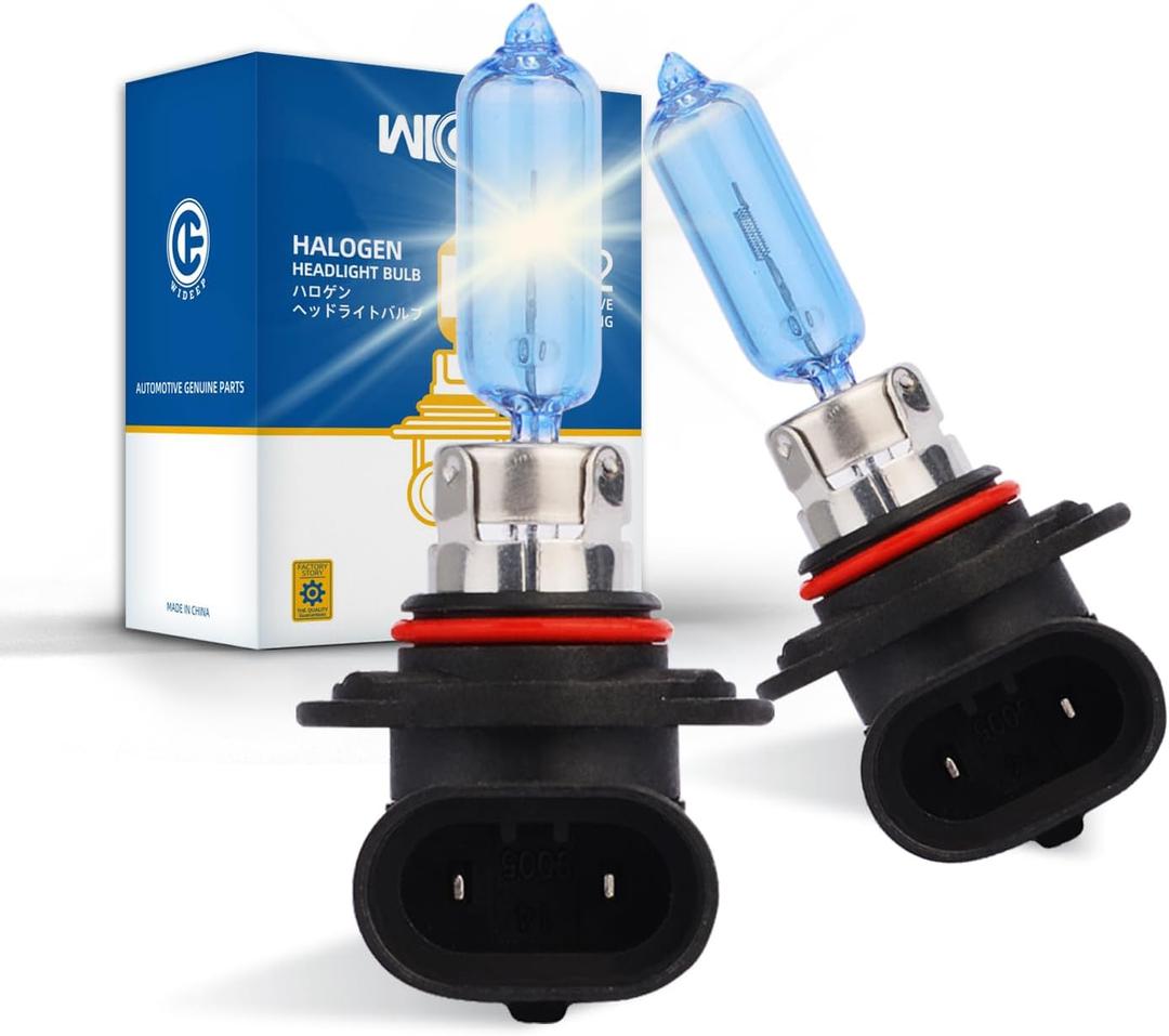HIR2/9012 Halogen Headlight Bulbs White, Standard 55W DC 12V High and Low Beam Replacement, 5000K Lighting for Car Headlamp, 2 Pcs