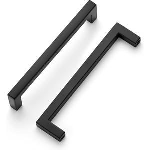 Ravinte 10 Pack Solid Kitchen Cabinet Handles Matte Black Cabinet Pulls Slim Drawer Pulls with 5 Inch Hole Center Square Bar Kitchen Cabinet Hardware