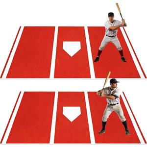 2 Pack Baseball Hitting Mat, 9.8' x 3.8' Heavy Duty Baseball Home Plate Batting Mat with Non-Slip Bottom, Batters Box Crystal Velvet Mat for Softball Slide Training, Pitching Mat
