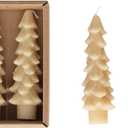 Creative Co-Op Unscented Tree Shaped Taper Candles, Eggnog, Boxed Set of 2 , 5"