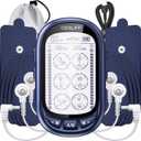 Dual Channel TENS EMS Unit Large Screen 24 Modes 36 Levels Intensity Muscle Stimulator, Rechargeable Electric Pulse Massager TENS Machine for Lower Back Neck Shoulder Pain Relief with 10 Pads (Blue)