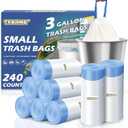 240 Count 3 Gallon Trash Bags Drawstring - 12 Liter Small Garbage Bags for Bathroom, 0.96 Mil Strong White Unscented Plastic Wastebasket Bin Liners for Toilet Office and Bedroom