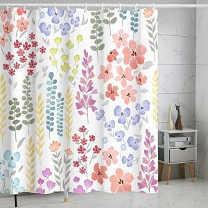 Mightree Floral Shower Curtain, Fabric Cloth Shower Curtains for Bathroom Farmhouse Decor, Colorful Shower Curtain with 12 Hooks and 1 Hanging Cord, 72" x 72", Colorful Flower Leaves