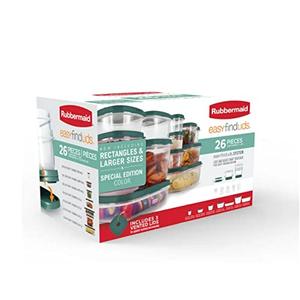 Rubbermaid Easy Find Lids Food Storage Containers, Blue Spruce, 26 Piece Set