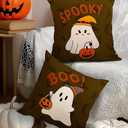 Halloween Pillow Covers 18x18 Set of 2 Throw Pillow Cases Soft Cushion Case Pillowcase for Chair Sofa Bedroom Living Room Home Decor, Spooky