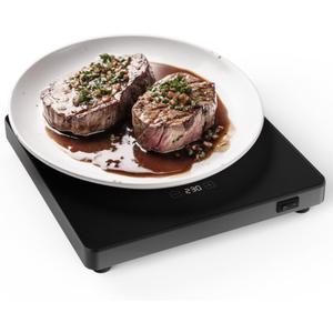 Food Warmer Plate, 8.3"x8.3" Electric Warming Tray | 6-Temp Control & Memory Function | for Slow Eaters, Seniors, RV Camping, Sourdough Proofing & Office Use