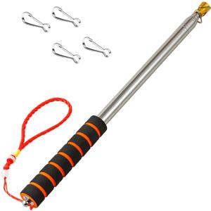 9.84FT Telescopic Handheld Flagpoles with Clips Portable Flag Pole Lightweight Extendable Tour Guide Stainless Steel Banner Flag Pole Pointer for Teachers with Anti-Slip GripOrange and Black