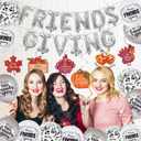 Friendsgiving Decorations, Friendsgiving Balloons Set, Thanksgiving Thankful for You Balloons for Thanksgiving Fireplace Wall Party Supplies (Silver)