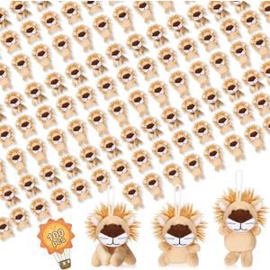 Zhanmai 100 Pcs Mini Lion Plush Toys Bulk Lion Keychain Stuffed Animals for Birthday Party Favors Easter Egg Fillers Valentines Gifts Classroom Prizes Goodies Bags Kids Backpack Accessories