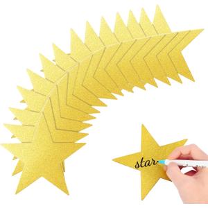 80 Pieces 5.9 Inch Glitter Powder Gold Stars Decoration Double Printed Paper Stars for Wedding Bulletin Board Decoration Classroom Wall Party Decoration Graduation Party Decoration