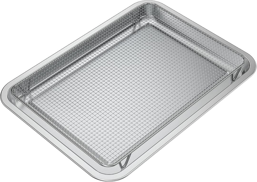 Onlyfire Stainless Steel Baking Sheet with Rack, 15.35 x 11.5 Cookie Sheet Pan Tray with Cooling Rack, Nonstick Roasting Pan Baking Pan for Oven, Smokers and Pellet Grills