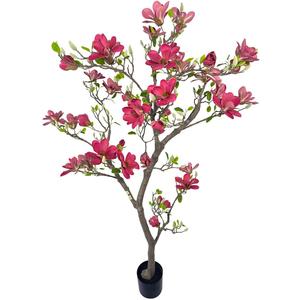 Alonfale 6FT Red Magnolia Tree, 1 Pack Faux Tree Indoor Outdoor Decor
