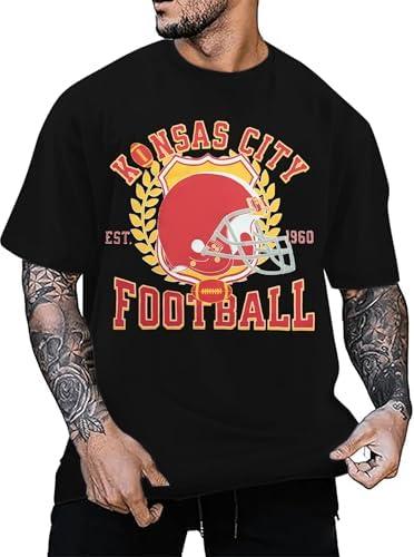 PNORATM Football Shirt for Men: Game Day Season Shirts Football Team Fans Short Sleeve Tops Size XL