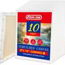 10-Pack 8x10 Stretched Canvas  100% Cotton with Cottonseed Husk, 5/8 Deep Wood Frame, Triple Primed Acid-Free White Canvas, Ideal for Acrylics, Oils, Gouache & Tempera (Beginners, Students)