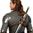 L'VOW Medieval Sword Back Holster Leather Sword Holster Shoulder Sword Frog Belt Knight Cosplay Accessory (S1-brown)