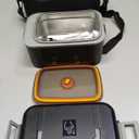 Cordless Heated Lunch Box, Smart Timer Automatic Heating Food Warmer for Adults, 5.5-Cup Portable Electric Lunch Container with Handheld Insulated BagDark Black
