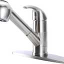 Comllen Commercial Small Kitchen Faucet Brushed Nickel, Stainless Steel Single Handle Pull Out Kitchen Sink Faucet, Single Hole Low Kitchen Faucets with Sprayer