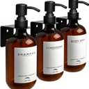 Shampoo Dispenser for Shower Wall Mount, No Drill Shampoo and Conditioner Dispenser with Matte Pump and Waterproof Labels, Shower Soap Dispenser Wall Mounted for Home Bathroom - Amber