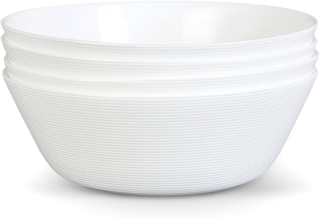 LaGlint 38 OZ Soup Bowl Set of 4, Opal Glass 7.5 inch White Bowls for Ramen, Noodle, Salad, Fruit, Pho, Dishwasher and Microwave Safe