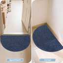 BEQHAUSE Dirt Trapper Door Mat 17" x 30" Half Circle Non Slip Washable Doormats Entrance Rugs Absorbent Welcome Low Profile Floor Mats for Front Back Door and Entryway, Blue