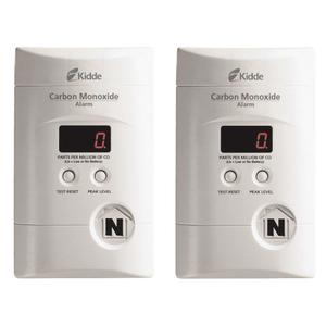 Kidde Carbon Monoxide Detector, Plug In Wall with 9-Volt Battery Backup, Digital LED Display - 2 Pack