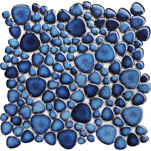 Cobalt Blue Pebble Tiles for Shower Floor Bathroom Floor Wall Mosaic Tile [Set of 5 Sheets]