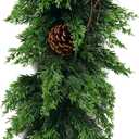 9 Ft Christmas Cedar Garland - Cypress Garlands, Artificial Real Touch Pine Garlands - Garland Xmas Decorations for Table, Mantle, Wall, Indoor, Outdoor Christmas Decorations