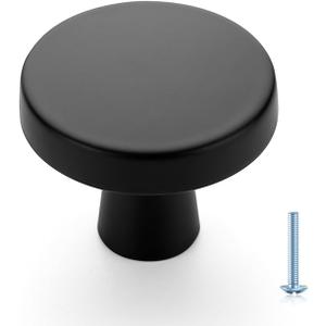 Ravinte 10 Pack Single Hole Matte Black Cabinet Knobs and Handles - Solid Drawer Pulls for Kitchen Hardware - Flat Black Round Knobs