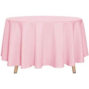 sancua Round Tablecloth - 90 Inch - Water Resistant Spill Proof Washable Polyester Table Cloth Decorative Fabric Table Cover for Dining Tables, Buffet Parties and Camping, Pink