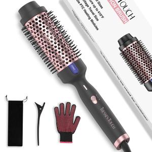 Thermal Brush 1.77", Long Lasting Hair Curling Iron Brush, Ionic Heated Round Brushes Makes Hair Smoother Get Natural Curls, 2 Temp Settings, Universal Voltage for Travel, Easy to Use, Rose Gold
