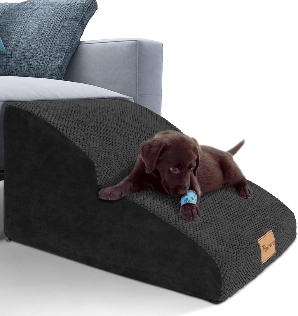 Topmart High Density Extended Foam Dog Ramp&Steps 2 Tiers,11.8" High,Non-Slip Dog Stairs,Soft Foam Dog Ladder with Waterproof Cover,Best for Dogs Injured,Older Cats,Pets with Joint Pain
