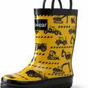 OAKI Toddler Rain Boots Lightweight Waterproof Rubber Boots for Kids with Easy-On Handles Durable Kids Outdoor Footwear, 12