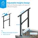 Outdoor Metal Handrails for Steps Exterior Stair Railing for Concrete Steps, Porch, Adjustable, Easy to Install, 2 Step