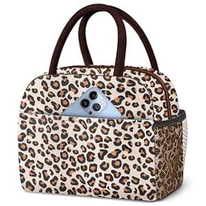 KUBYA Lunch Bag Women, Lunch Box for Women Men Insulated Reusable Lunch Bag for Adult Lunch Tote Bag Lunch Container for Work Office Picnic Beach or Travel - Leopard