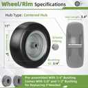 2 PCS 11x4.00-5" Lawn Mower Tires Flat Free,3/4" 5/8" 1/2" Bushing,3.4"-4"-4.5"-5" Centered Hub,Universal Fit Smooth Tread Tire for Zero Turn Lawn Mowers, with Universal Adapter Kit (Gray Rim)