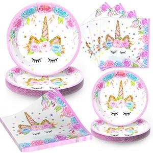 Unicorn Birthday Plates for Birthday Party, Unicorn Party Decorations for Girls Magical Party Supplies
