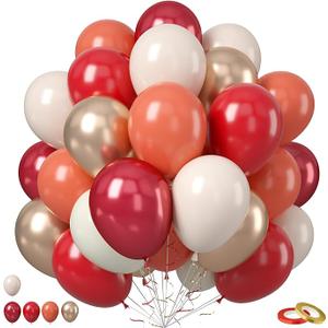 Red White Sand Balloon, 50PCS 12 Inches Ruby Red Retro Latex Beige Balloons Metallic Champagne Gold for Baby Shower Birthday Wedding Engagements Graduation Party Decoration