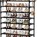Shoe Rack, 10 Tier Shoe Storage Organizer with Hooks,Fit 40-45 Pairs Shoes,Metal Tall Shoe Shelf for Closet,Entryway, Hallway,Garage,Bedroom,Cloakroom, X-Large