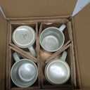 Famiware Coffee Mug Set for 4, Star 12 oz Catering Mugs Cup Set with Handle for Coffee, Tea, Cocoa, Milk - Ceramic Stoneware Drinkware Set, Matte Green
